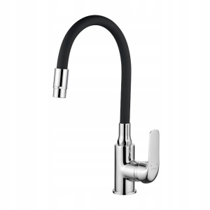 ELZA BATERIA KRAN ELASTYCZNA WYLEWKA CHROM CZARNE