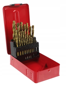 WIERTŁA METAL 1-10MM TYTAN METALOWE PUDEŁKO 19SZT