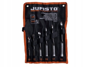 KLUCZE PŁASKO-OCZKO SKRECONYCH 90° 10-19MM 6SZT