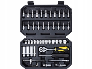 ZESTAW KLUCZY NASADOWYCH Z GRZECHOTKĄ 1/4' 47 SZT.