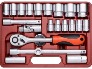 KLUCZE NASADOWE Z GRZECHOTKĄ 72T: 1/2' 23 SZT