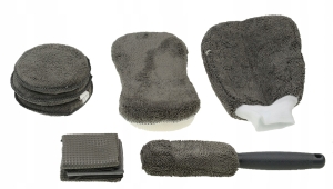 GĄBKI ŚCIERKI POLERKI KOMPLET DO MYCIA AUTA 9EL.