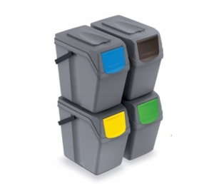 KOSZ DO SEGREGACJI 25L 4SZT SZARY Z UCHW PION-POZ