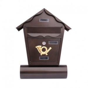 SKRZYNKA NA LISTY DOMEK XL TUBA/WKŁAD MIEDŹ ANTYK