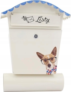 SKRZYNKA NA LISTY POCZTOWA RĘCZN MAL Z TUBĄ PIES-2