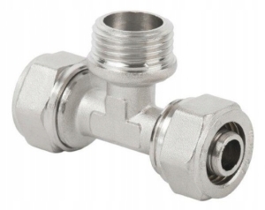 TRÓJNIK PEX/GZ/PEX 16 x 3/4 x 16 ALUPEX SKRĘCANY