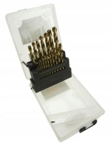 WIERTŁA TYTANOWE SZLIFOWANE HSS 1,0 - 10 mm 19szt