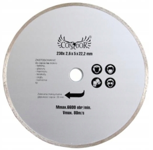 TARCZA DIAMENTOWA DO CIĘCIA NA MOKRO PEŁNA 230 mm