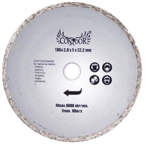 TARCZA DIAMENTOWA DO CIĘCIA NA MOKRO PEŁNA 180 mm
