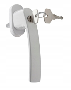 KLAMKA DO OKIEN DR Z KLUCZYKIEM BIAŁA KOK