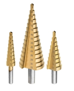 KOMPLET WIERTEŁ STOPNIOWYCH 3szt 4-12 4-20 4-32 mm