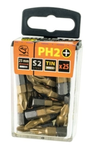 KOŃCÓWKI KRZYŻOWE TYTANOWANE PH2 x 25 mm 25szt