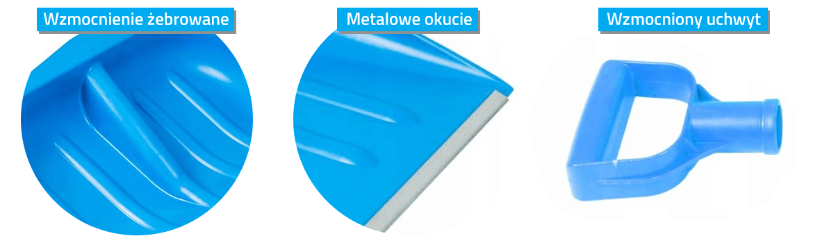Łopata śniegowa NIEBIESKA - zgarniacz / szufla do śniegu - plastikowa wzmocniona + rączka