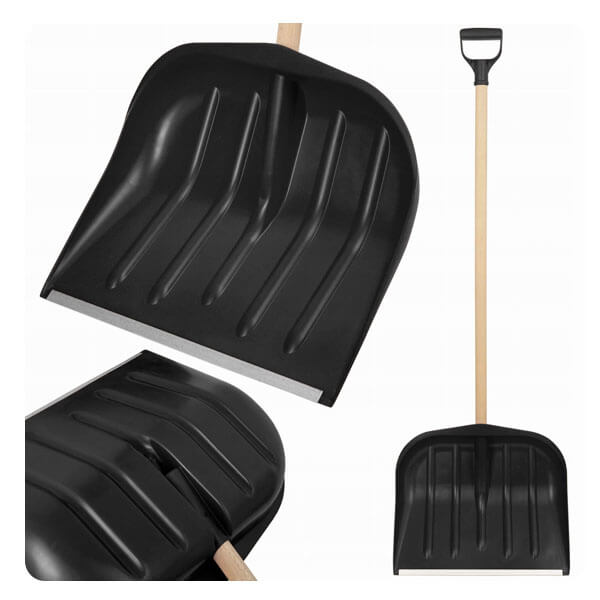 Łopata do do śniegu - CZARNA - łopata do odśnieżania z drewnianym stylem