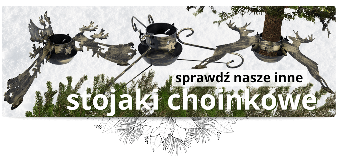 Stojak pod choinkę z misą - metalowy, ozdobny  - duży stojak choinkowy sanie mikołaja